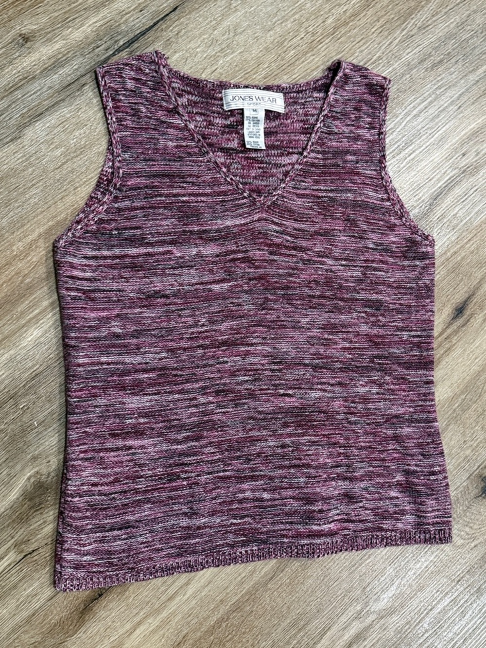 Vintage Jones Wear Cotton Rami Marled Plum Knit V-Neck Tank